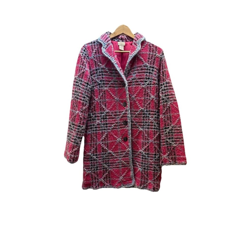 Sigrid Olson Pink Sport Tweed long Jacket Size Small READ